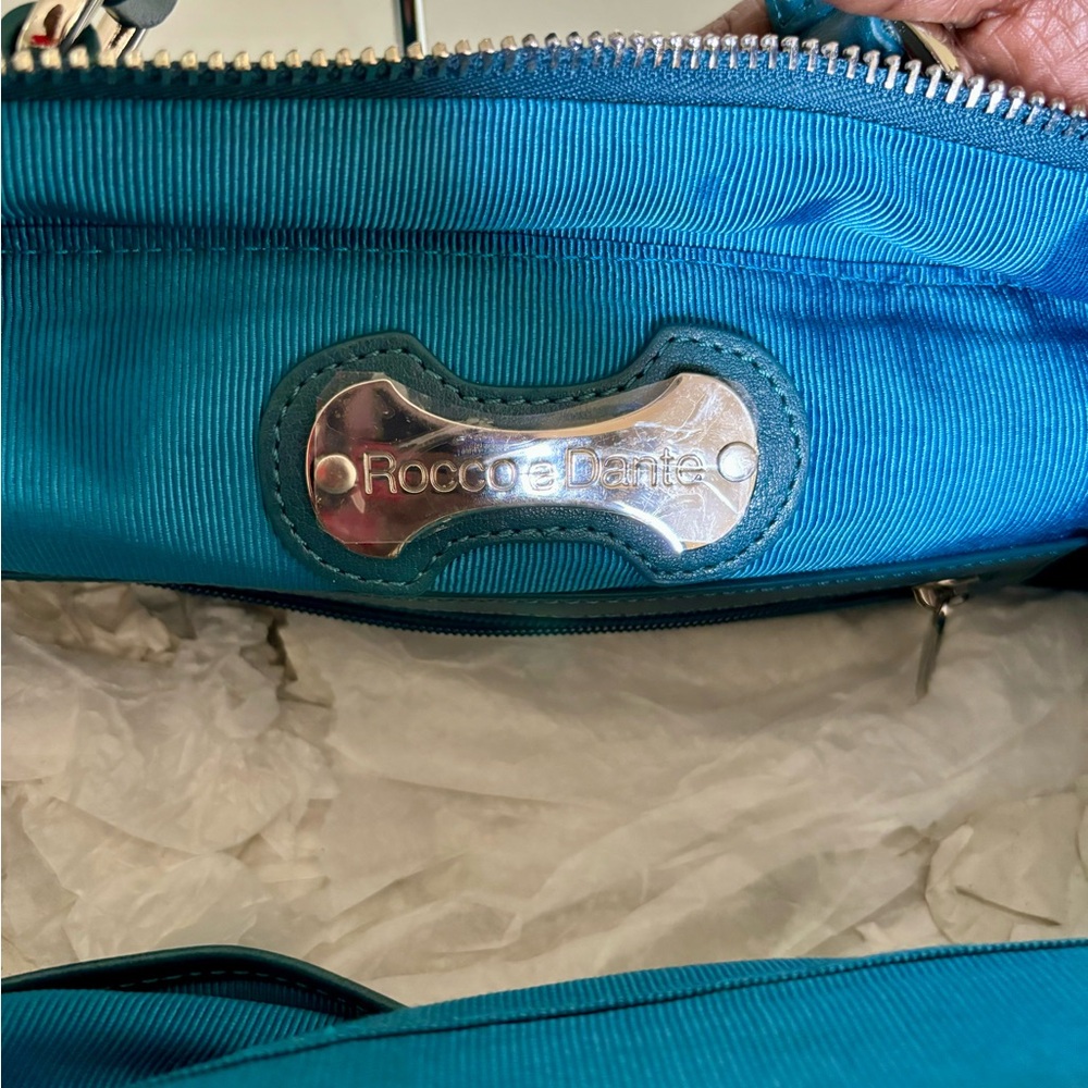 Firenze Teal Leather Shoulder Bag with Crossbody Strap - Picture 4 of 4